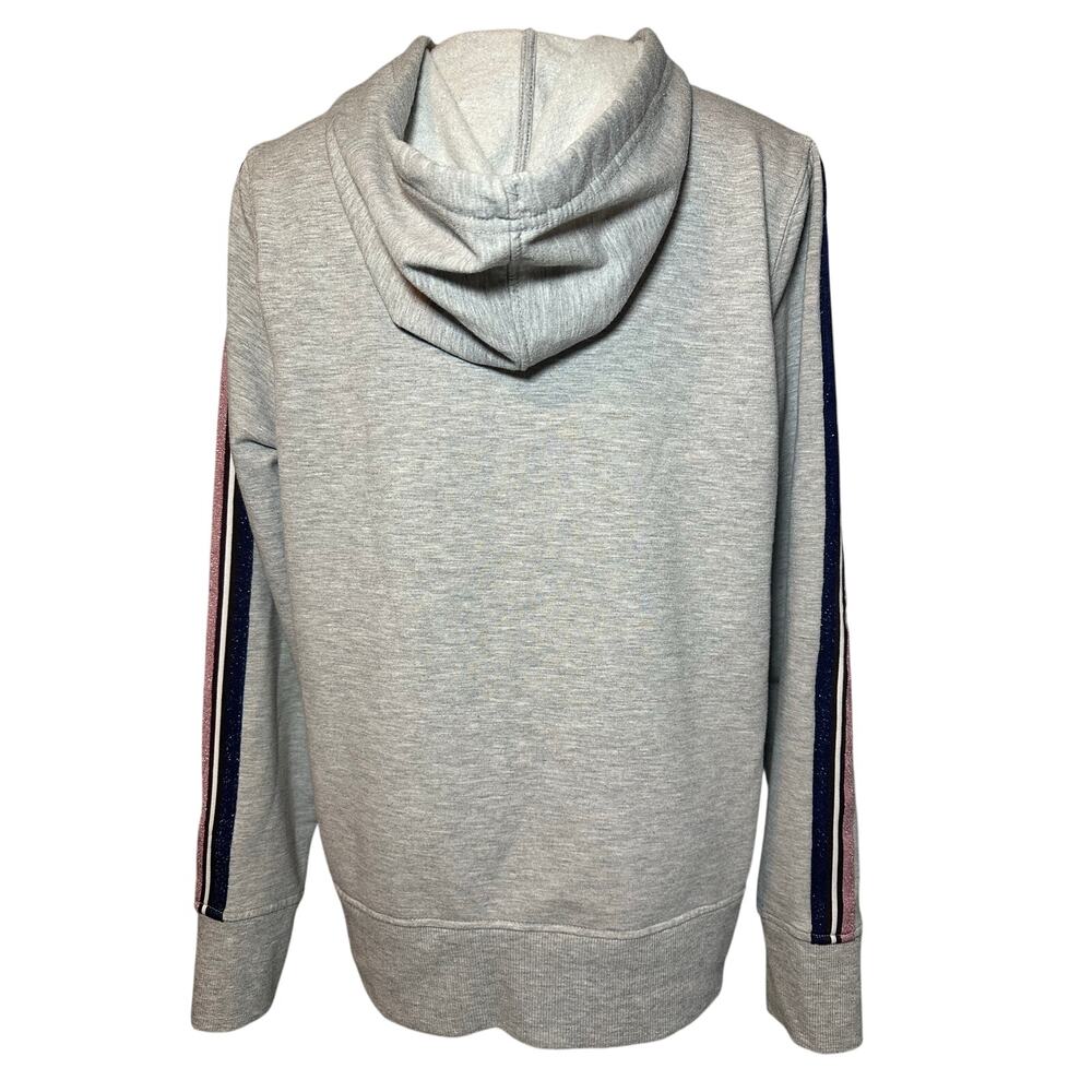 Juicy Couture Women’s Large Zip Up Hoodie Sweatshirt Sparkly Striped Sleeves - Picture 3 of 8